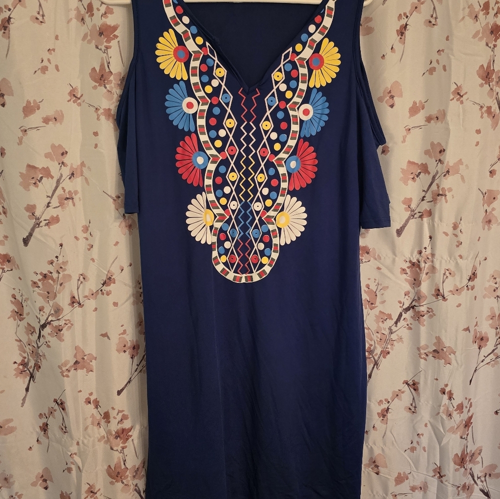 Embroidered Navy Women's Top